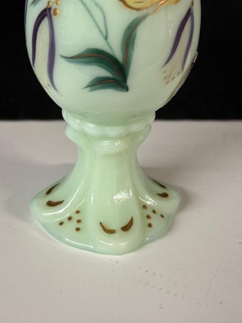 Fenton Glass Limited Edition Jadeite Handpainted Gold Butterfly Egg 1540/3000