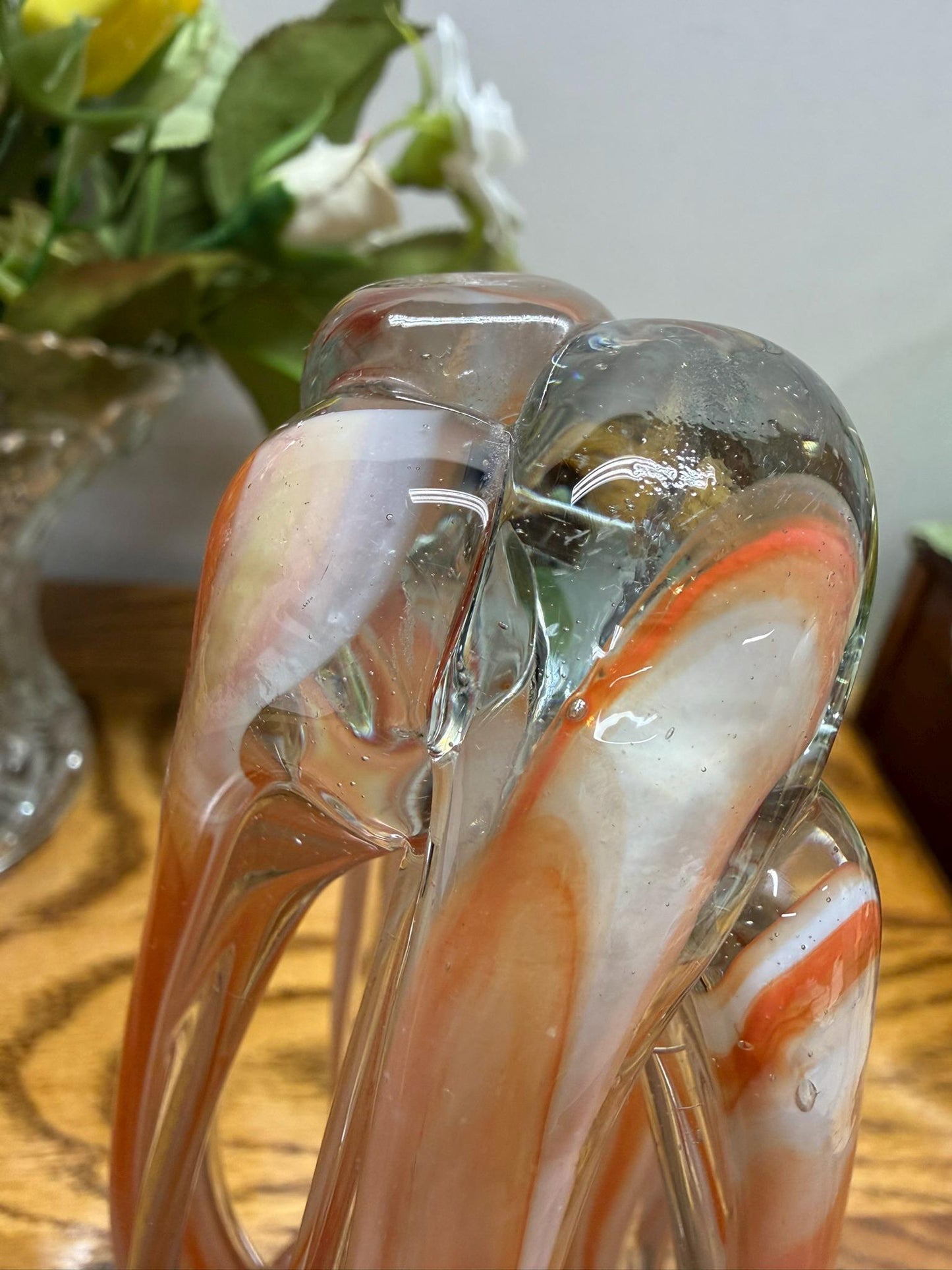 Vintage Handblown Murano-Style Five-Finger Glass Vase