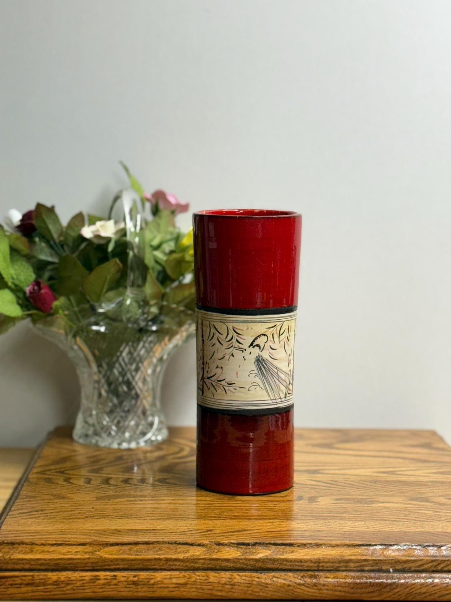 Artisan Pottery- Raymor Atomic Red Pottery Vase