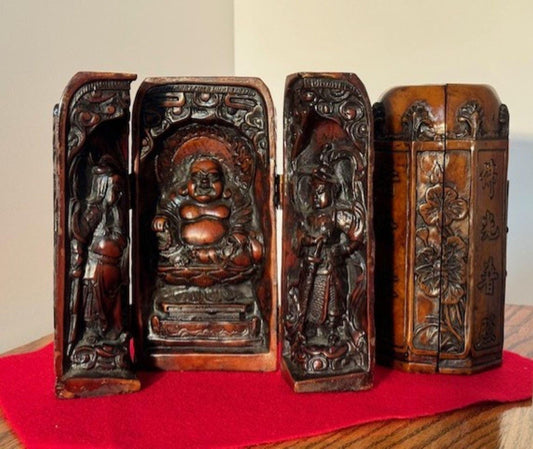 Vintage Tripych Altar Buddha