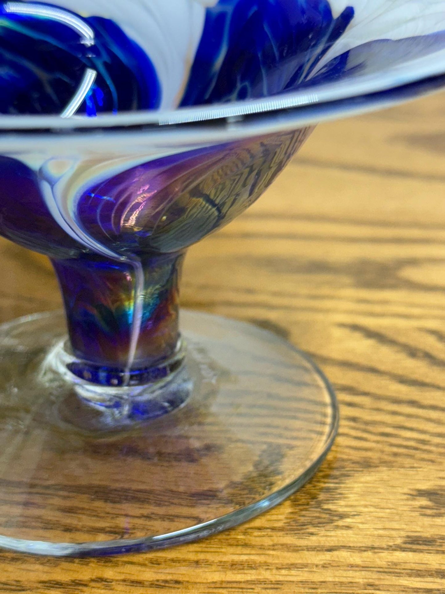 Artisan Glass- Hand-Blown Ron Hinkle Iridescent Art Glass Goblet