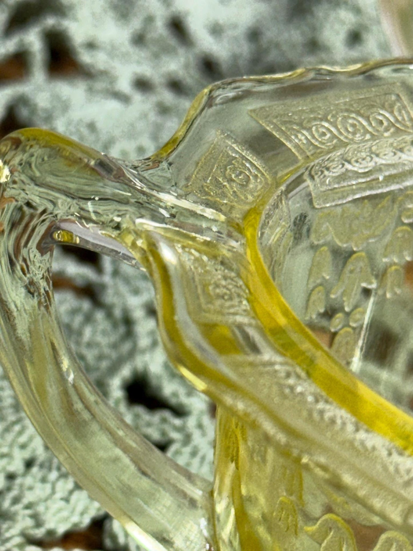 Anchor Hocking 1930s Princess Pattern Topaz Yellow Cream and Sugar Set