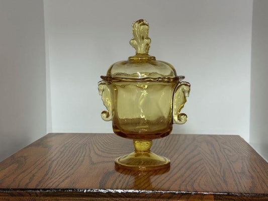 Candy Dish - Vintage Heisey Sunshine Yellow Waverly Pattern Candy Dish