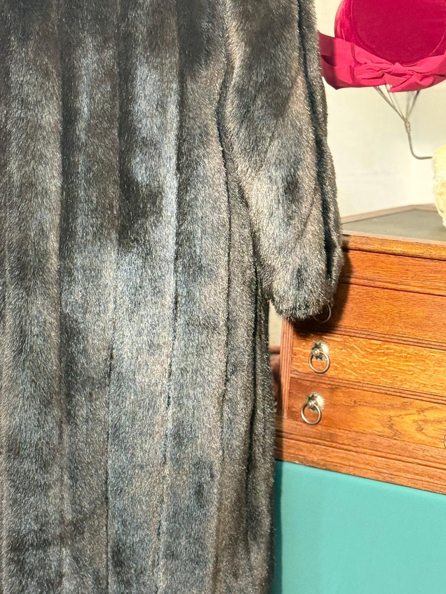 Vintage Dark Brown Faux Fur Longline Style Coat
