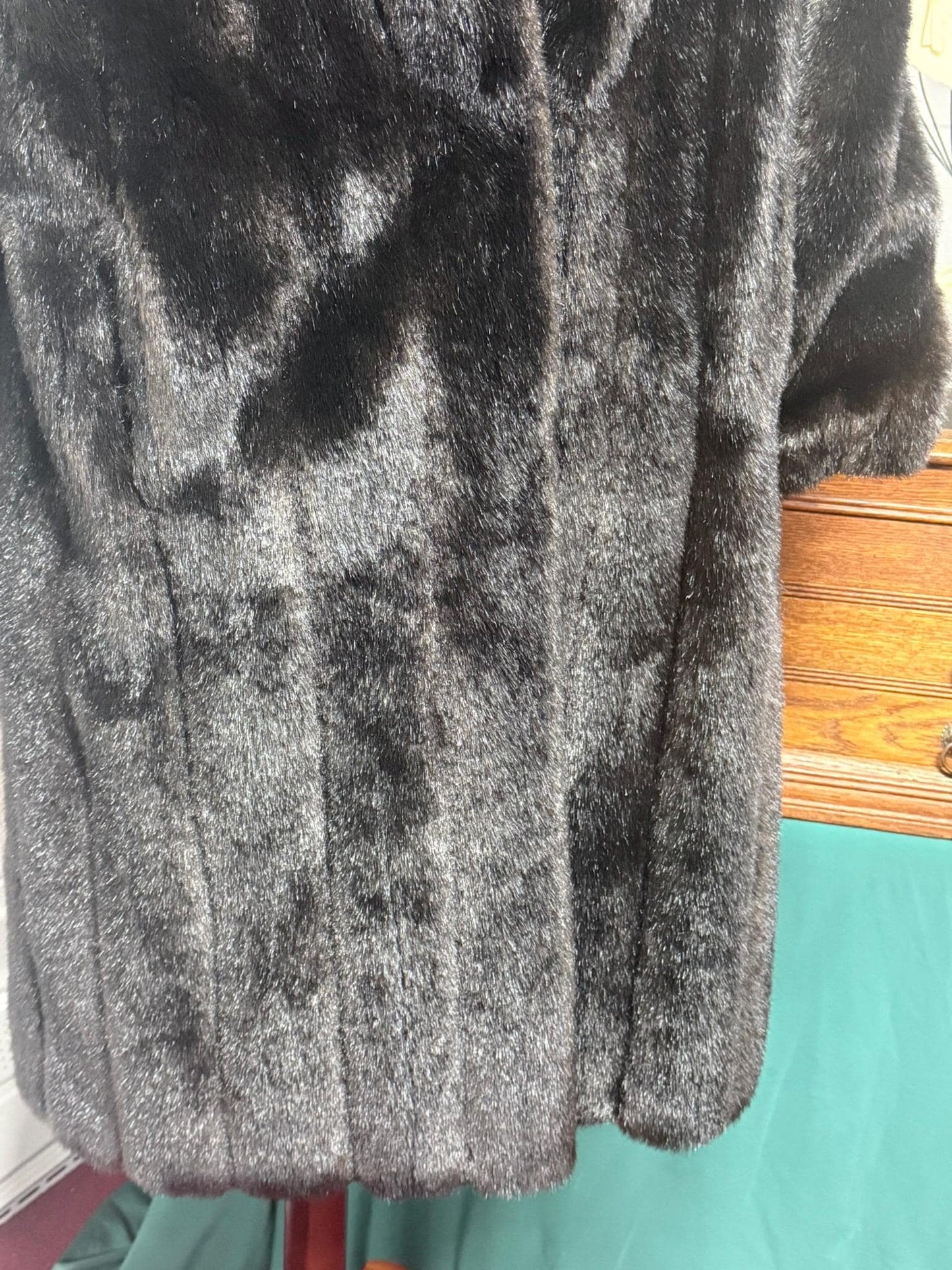 Vintage Dark Brown Faux Fur Longline Style Coat