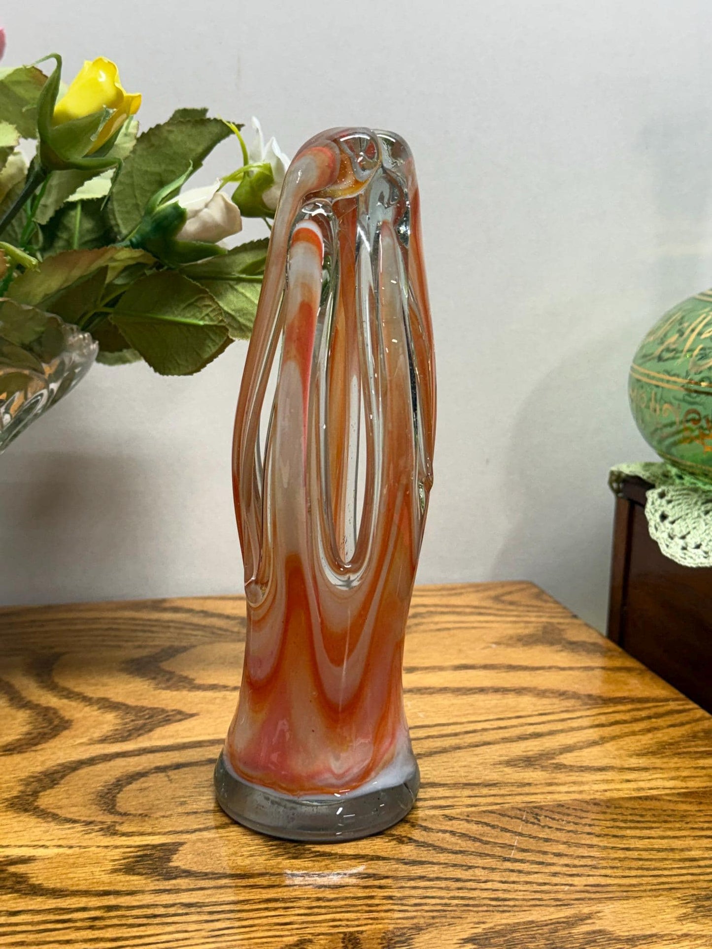Vintage Handblown Murano-Style Five-Finger Glass Vase