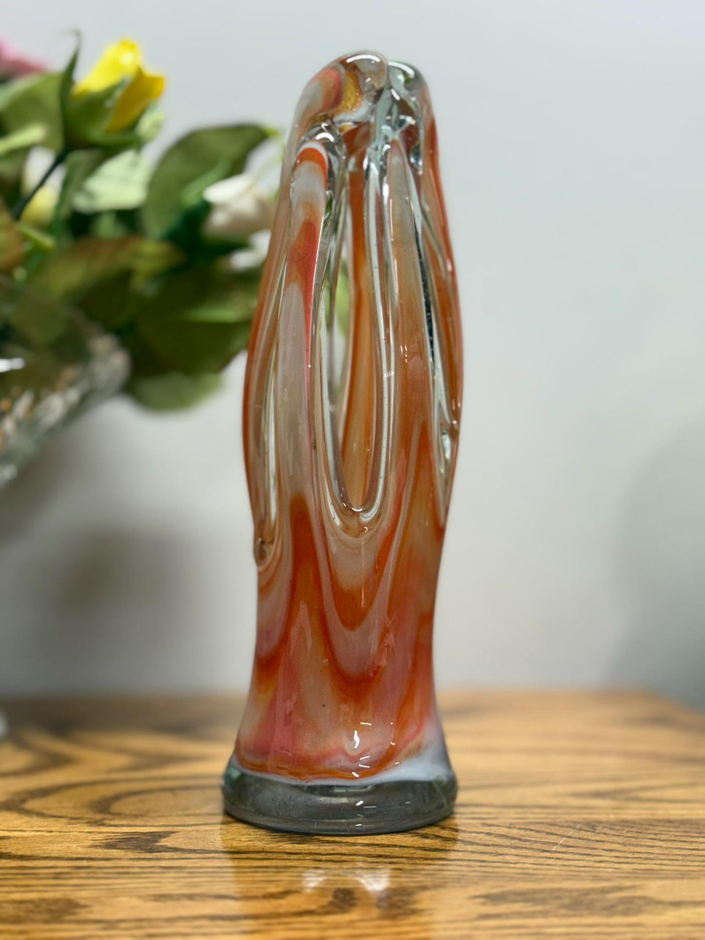 Vintage Handblown Murano-Style Five-Finger Glass Vase