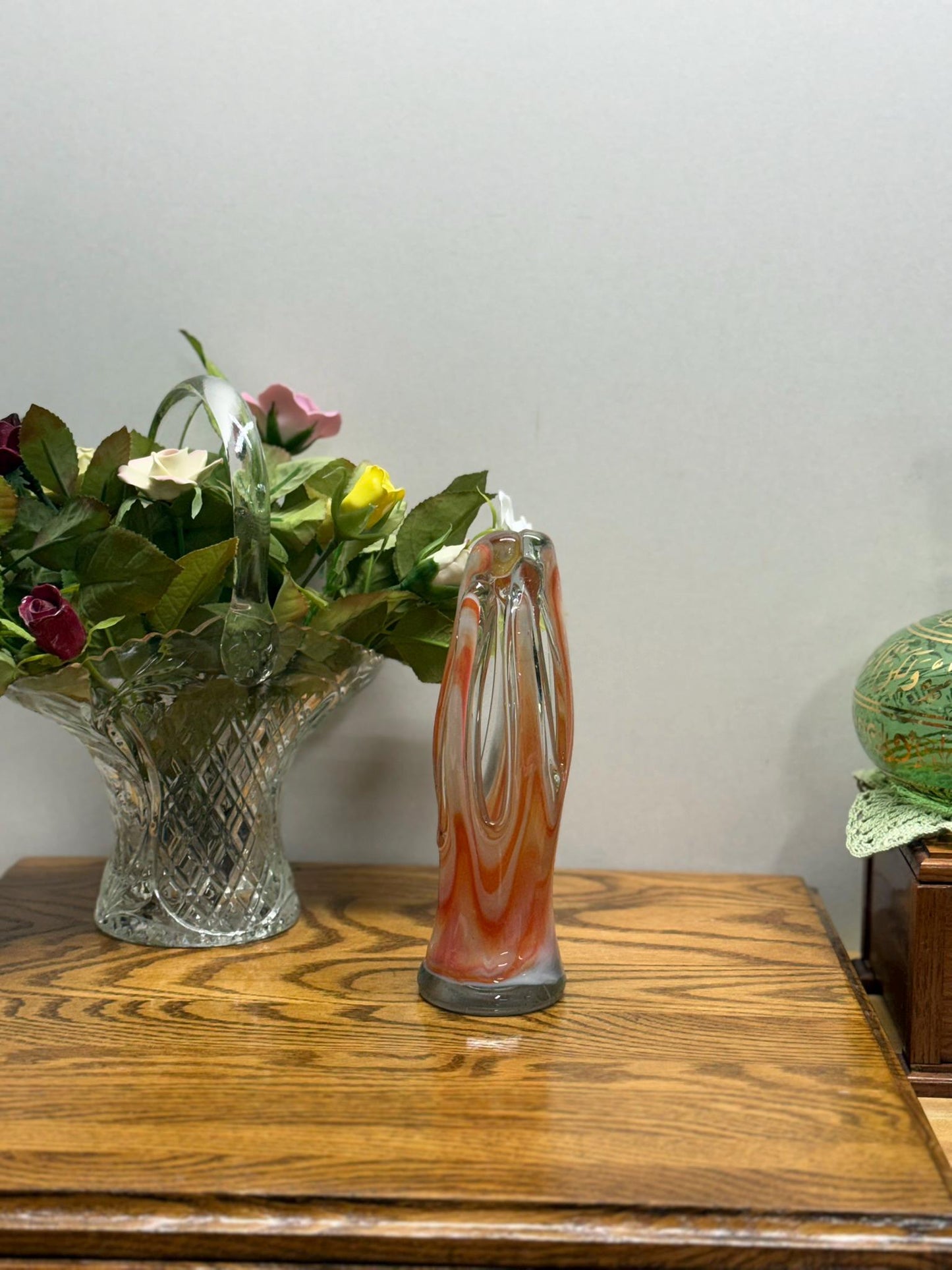 Vintage Handblown Murano-Style Five-Finger Glass Vase