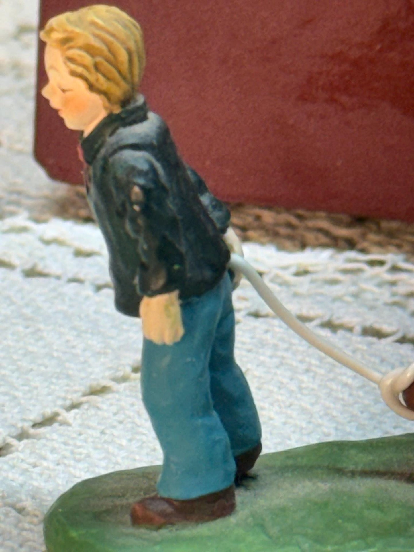 Lang & Wise Folk Art Villages of Old Stonington Man Pulling Cart with Baby Figurine