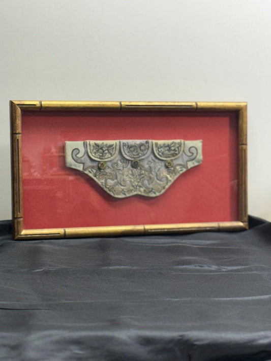 Antique Framed Chinese Embroidered Collar from the Late Qing Dynasty