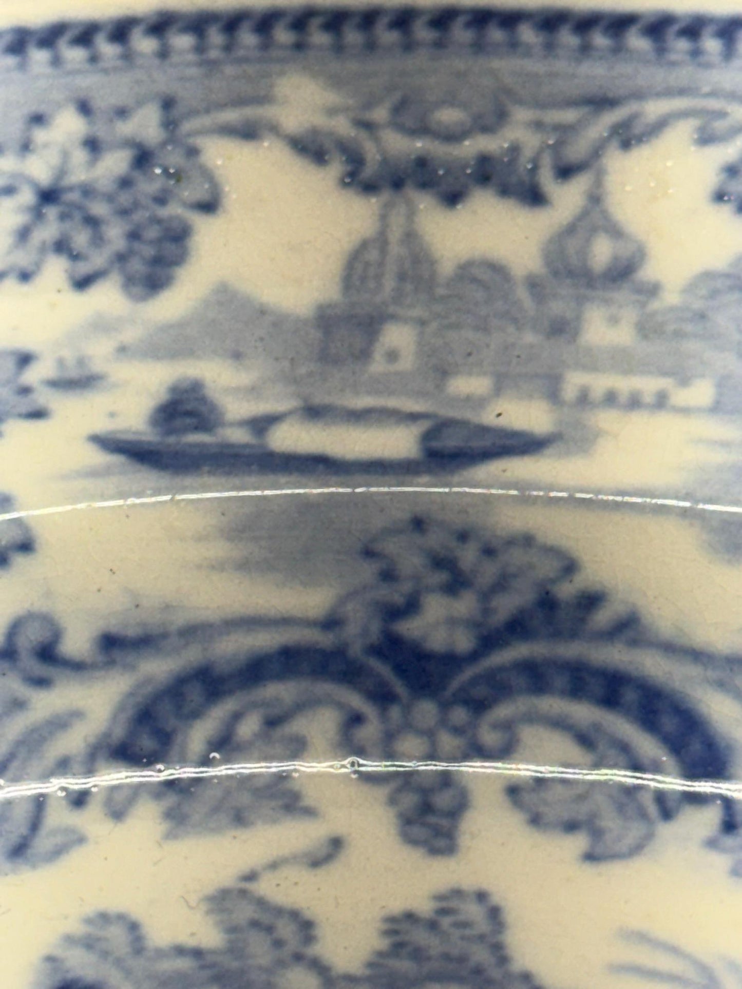 Blue and White Transferware Plate featuring "Tombs near Etaya on the Jumna River."
