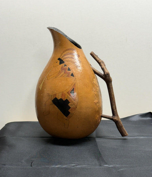 Hand-Painted Gourd Jug featuring a Southwest-Style Musician
