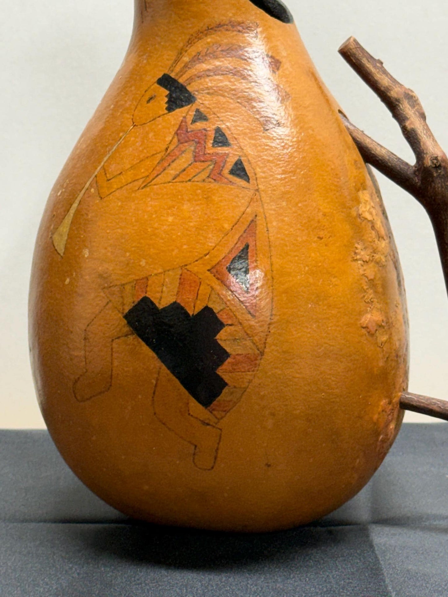 Hand-Painted Gourd Jug featuring a Southwest-Style Musician