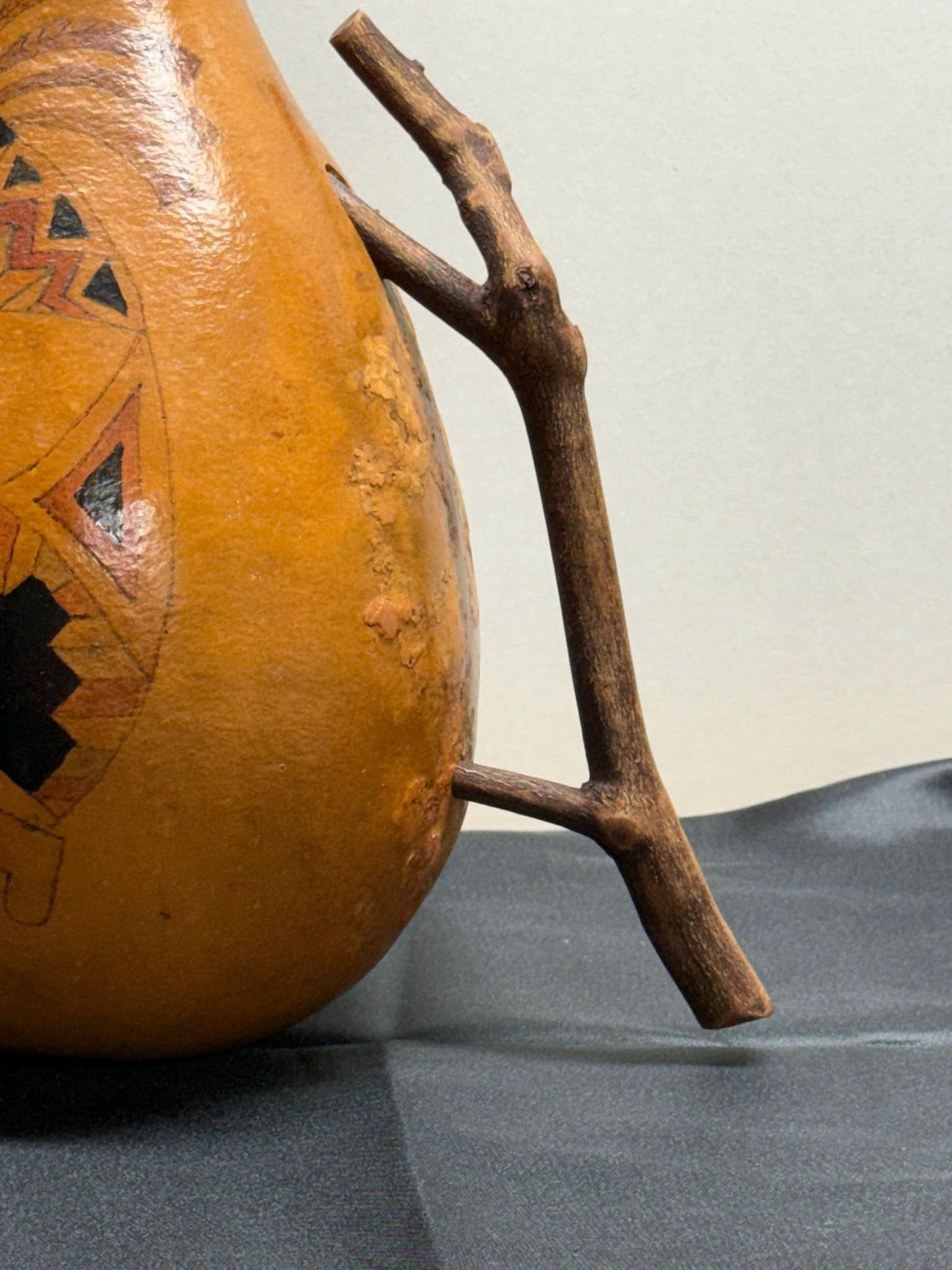 Hand-Painted Gourd Jug featuring a Southwest-Style Musician