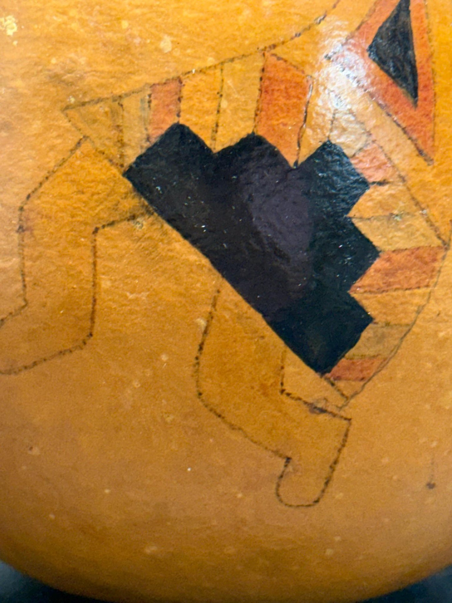 Hand-Painted Gourd Jug featuring a Southwest-Style Musician