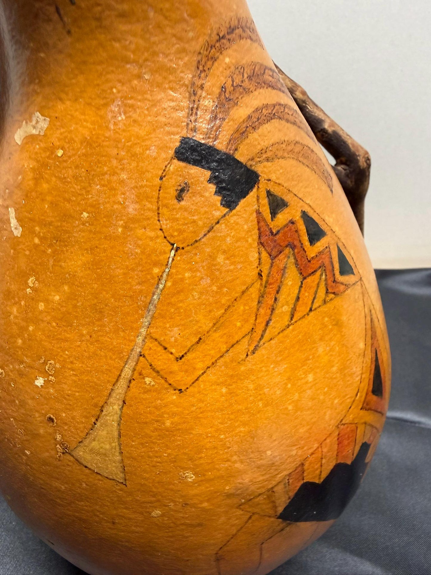 Hand-Painted Gourd Jug featuring a Southwest-Style Musician