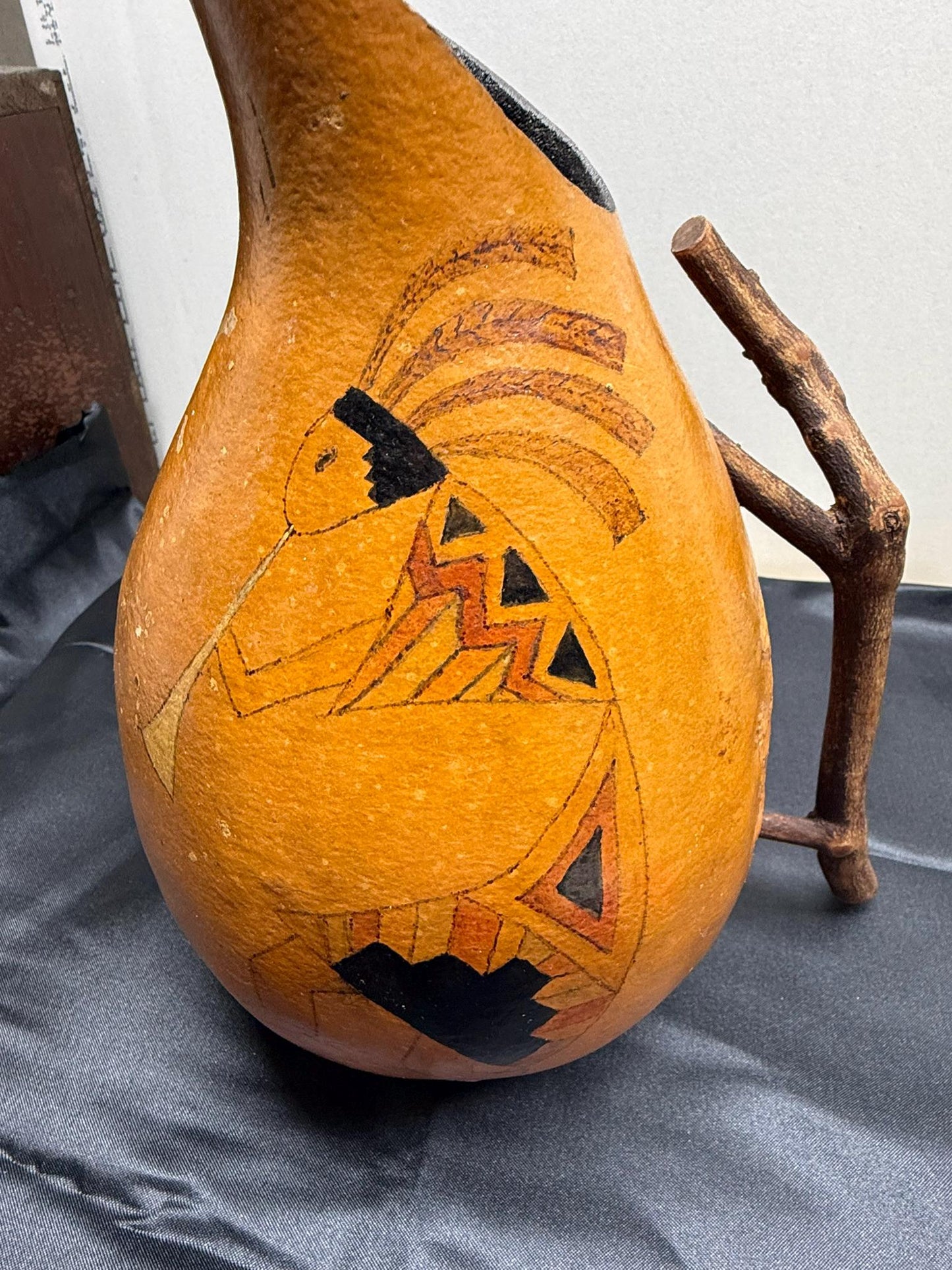 Hand-Painted Gourd Jug featuring a Southwest-Style Musician