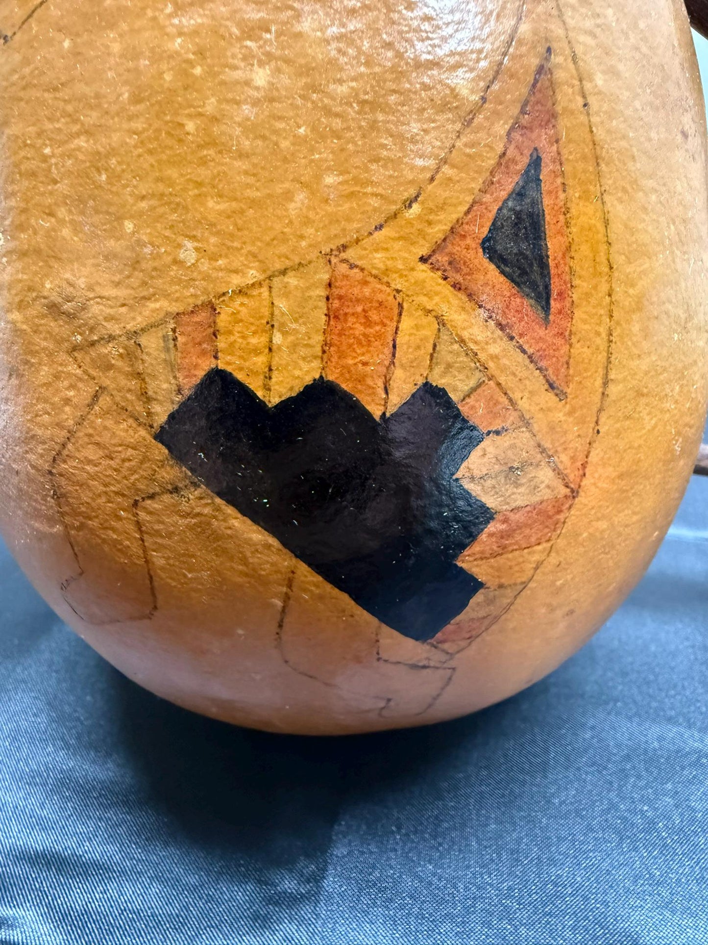 Hand-Painted Gourd Jug featuring a Southwest-Style Musician
