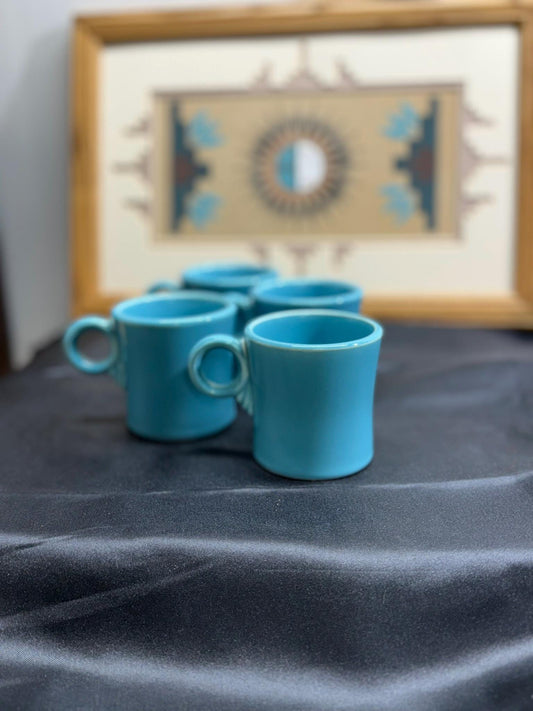 Vintage Fiesta HLCo Turquoise Tom & Jerry Mug Set of 4