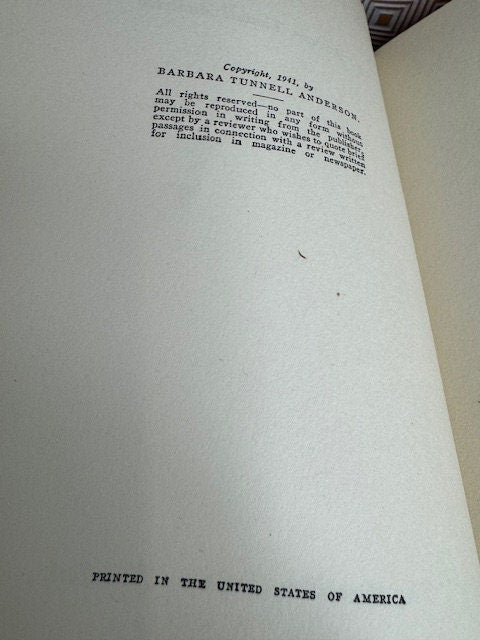 Book- Hardback Vintage 1941 "The Day Grow Cold" by Barbara Tunnell Anderson