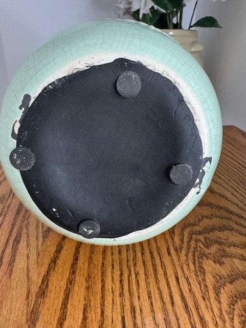 1970s Orejon Turquoise Flower Vase: Mid-Century Pottery