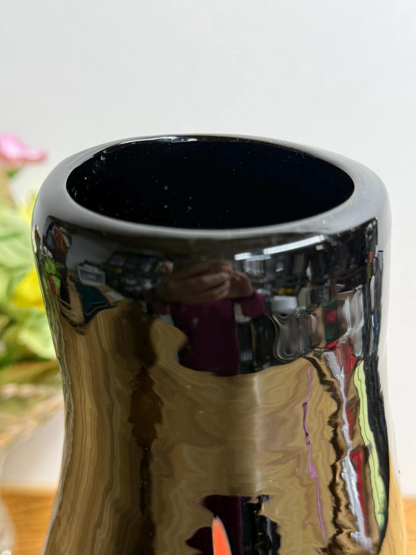 Artisan Vase- Exceptional Hand-Blown Opaque Black Vase