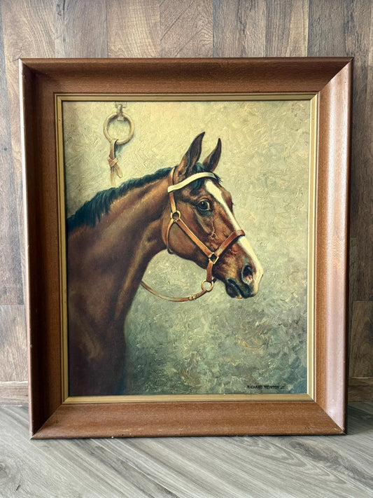 Framed Offset Lithograph Depicting A Thoroughbred Horse By Richard Newton Jr