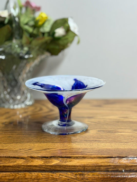 Artisan Glass- Hand-Blown Ron Hinkle Iridescent Art Glass Goblet