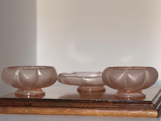 Fenton Vintage 1980s 75th Anniversary Velva Rose (Stretch Glass) Salver and Bowl Set