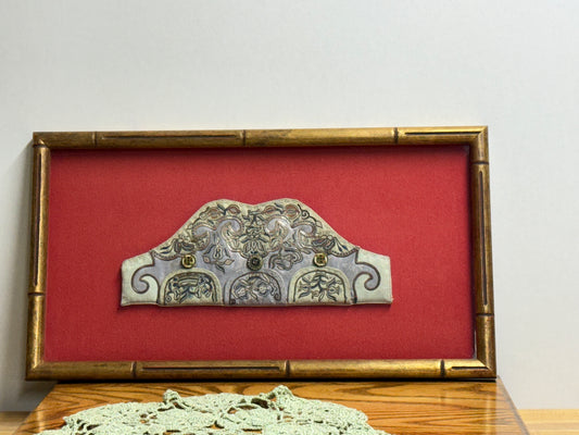 Antique Framed Chinese Embroidered Collar from the Late Qing Dynasty