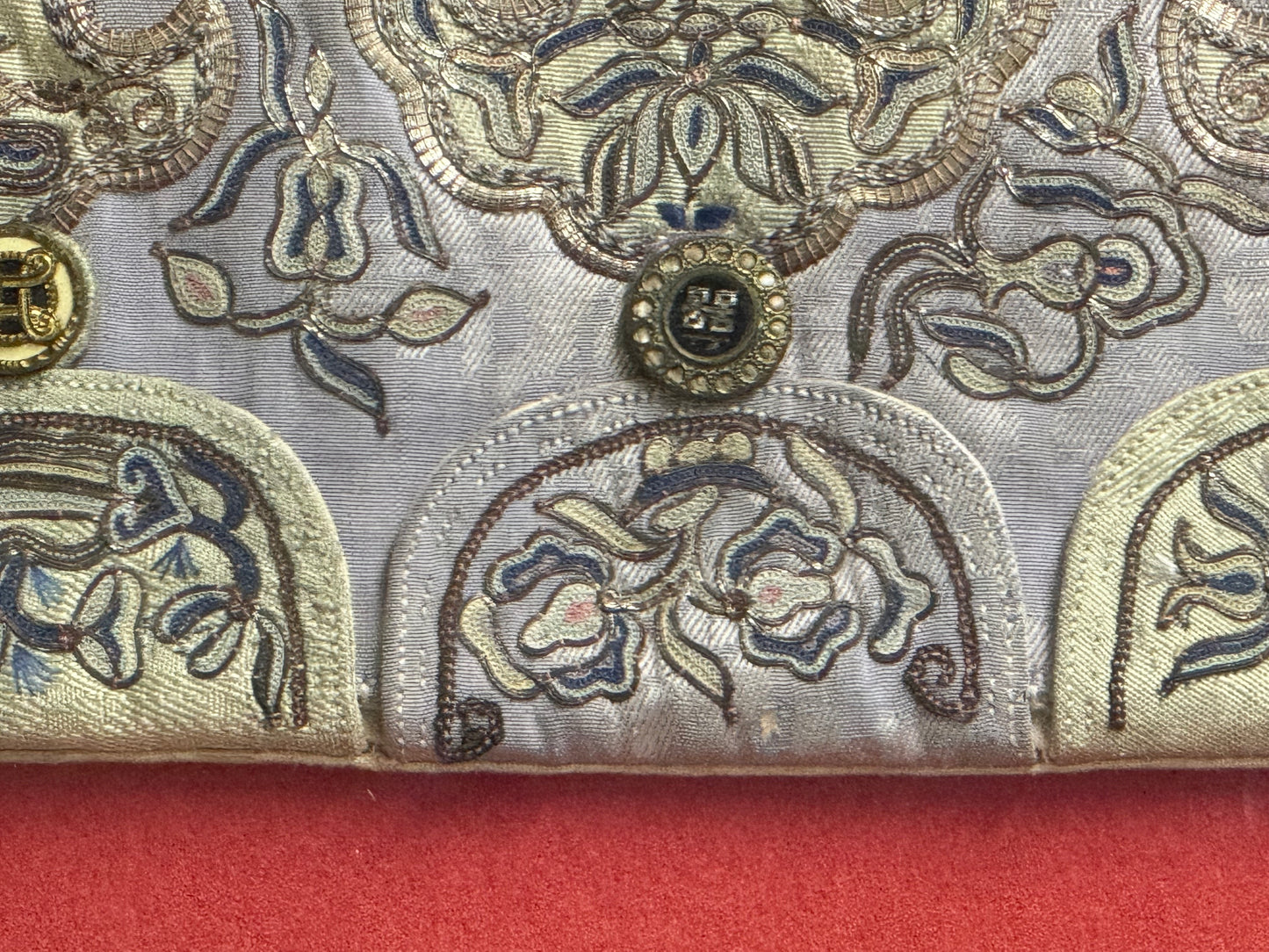 Antique Framed Chinese Embroidered Collar from the Late Qing Dynasty