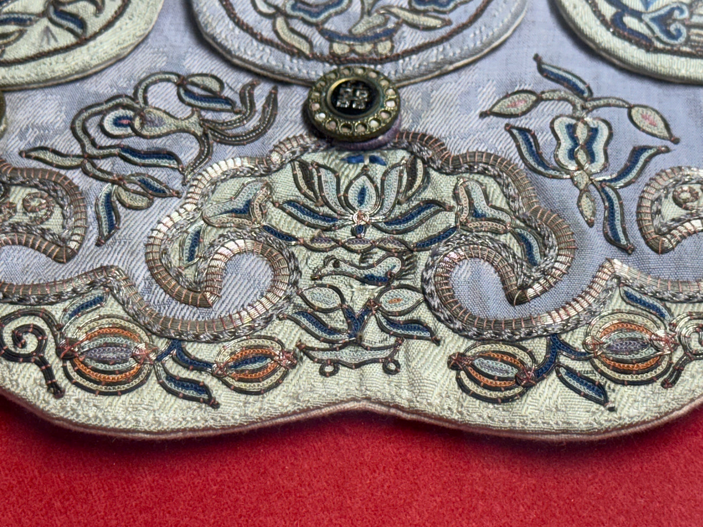 Antique Framed Chinese Embroidered Collar from the Late Qing Dynasty