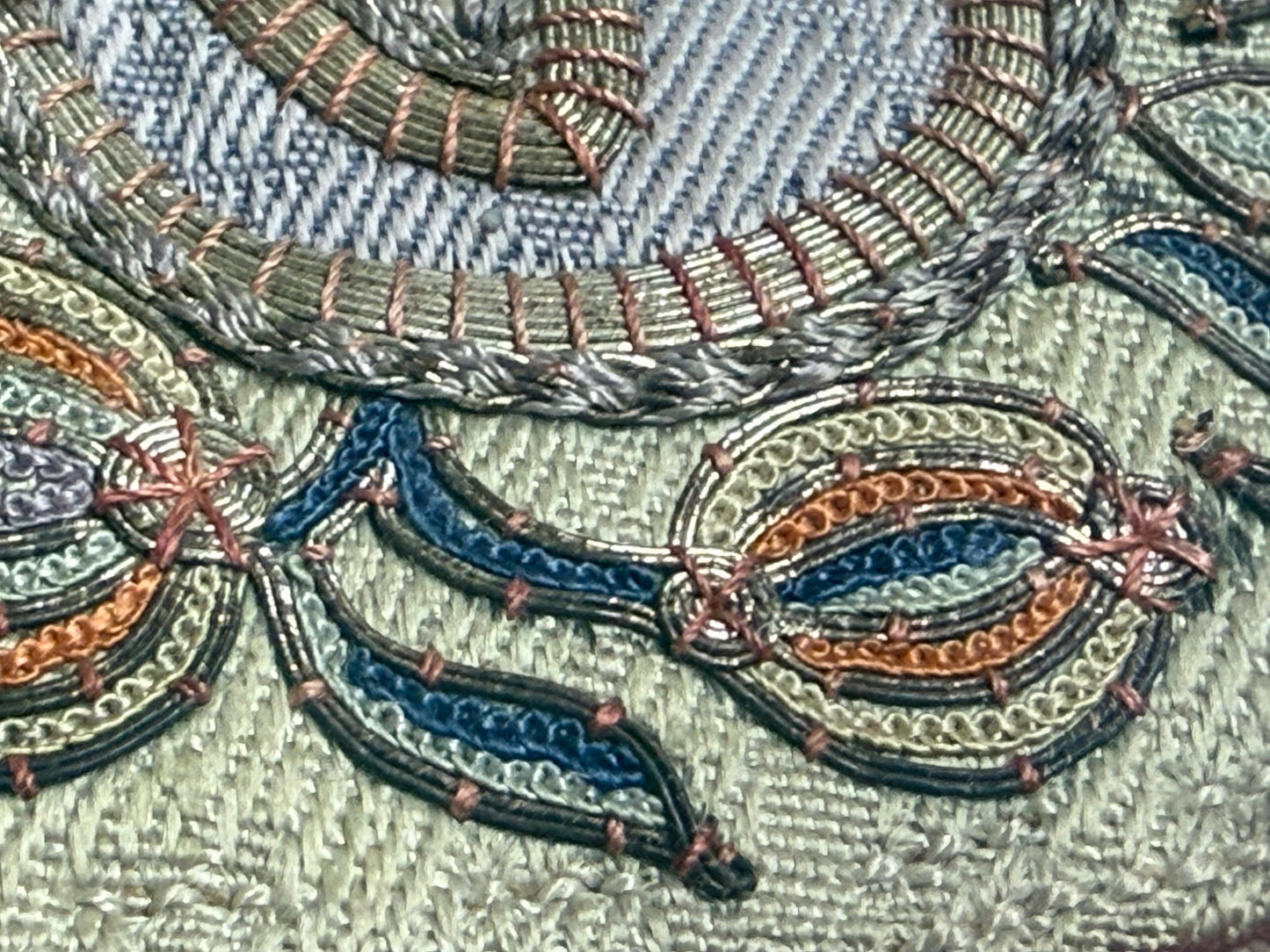 Antique Framed Chinese Embroidered Collar from the Late Qing Dynasty