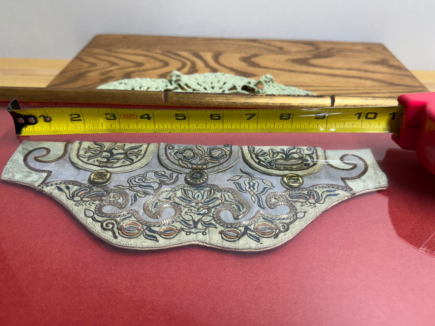 Antique Framed Chinese Embroidered Collar from the Late Qing Dynasty