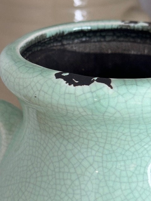 1970s Orejon Turquoise Flower Vase: Mid-Century Pottery