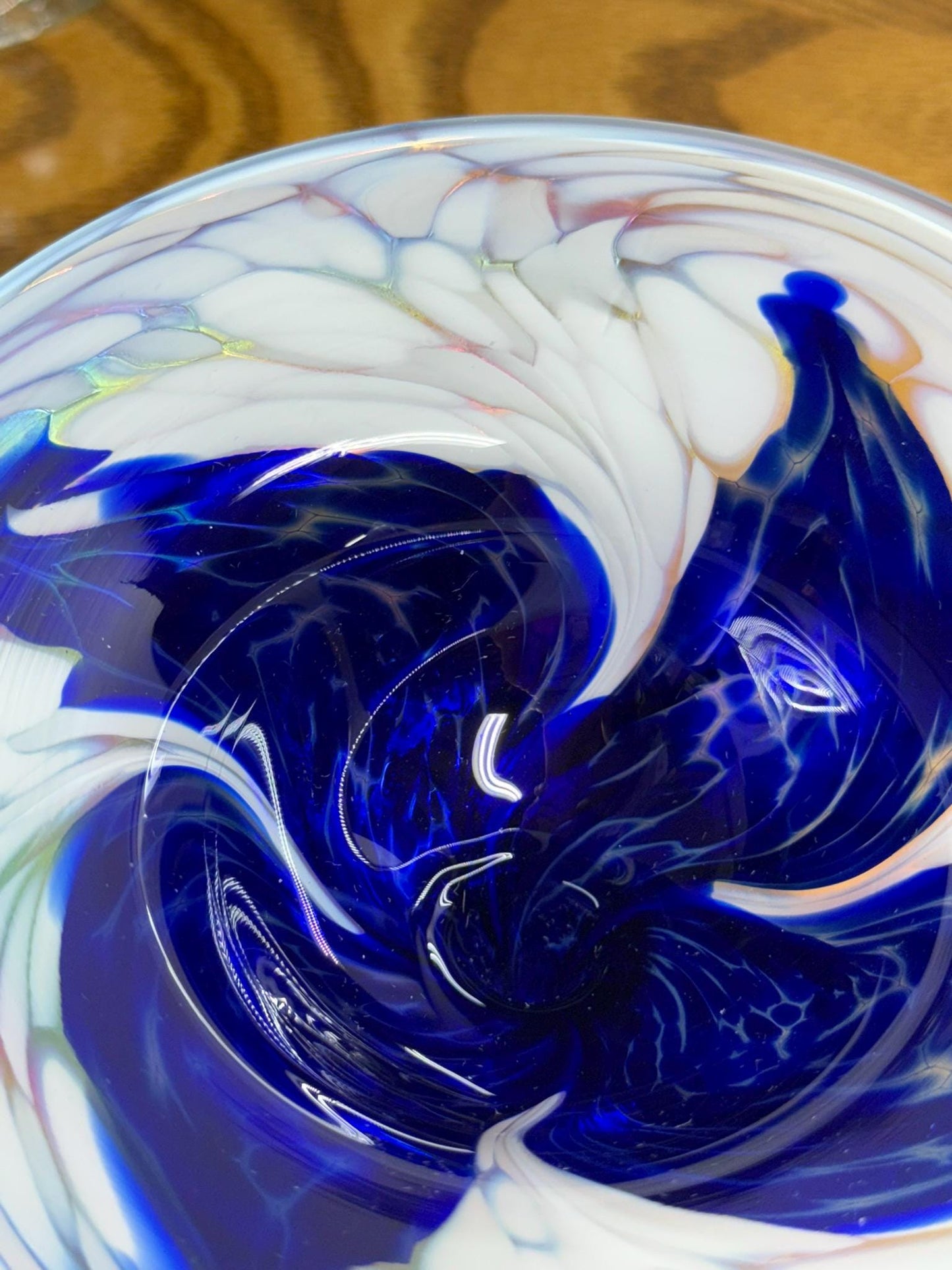 Artisan Glass- Hand-Blown Ron Hinkle Iridescent Art Glass Goblet