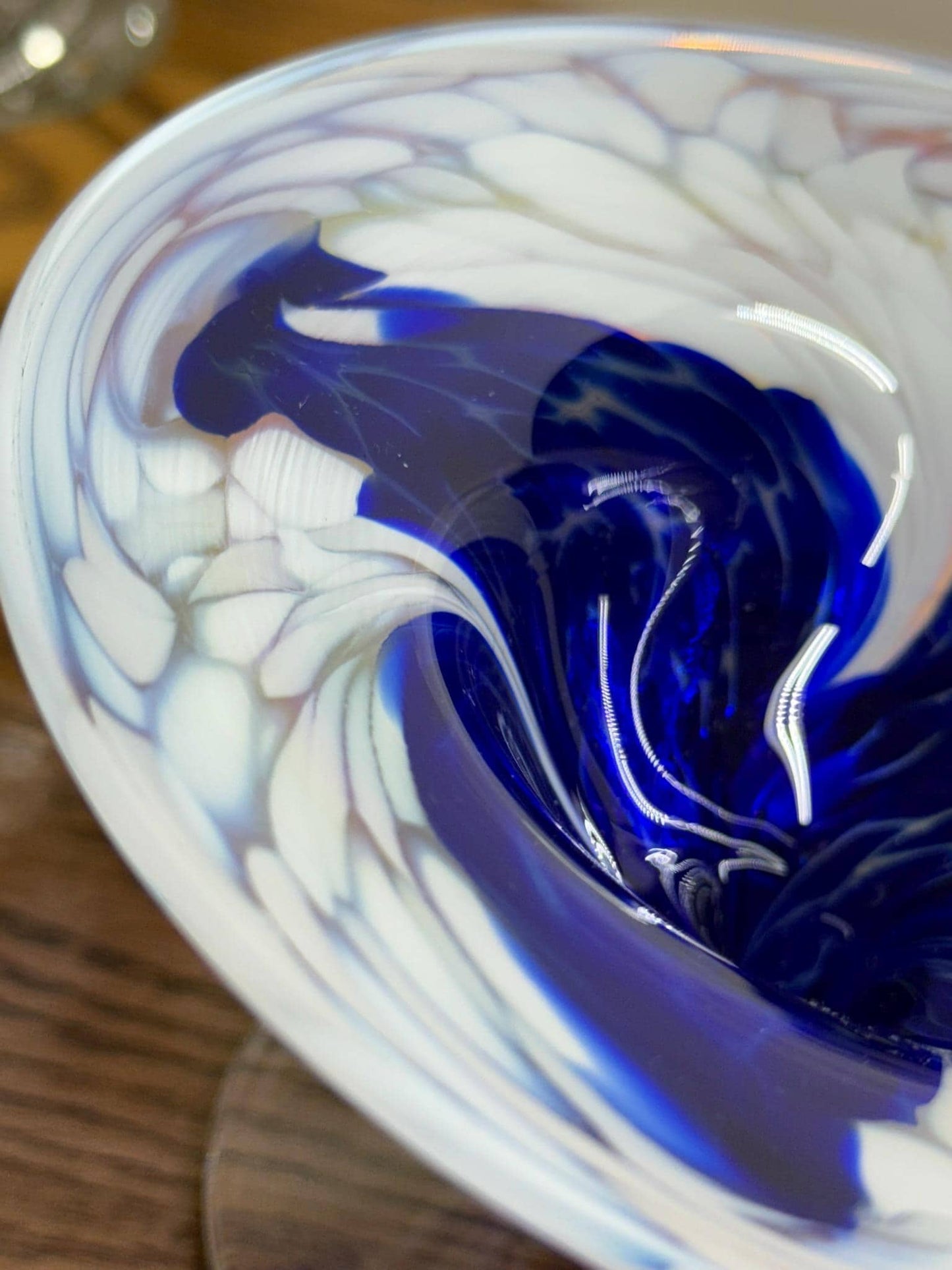 Artisan Glass- Hand-Blown Ron Hinkle Iridescent Art Glass Goblet