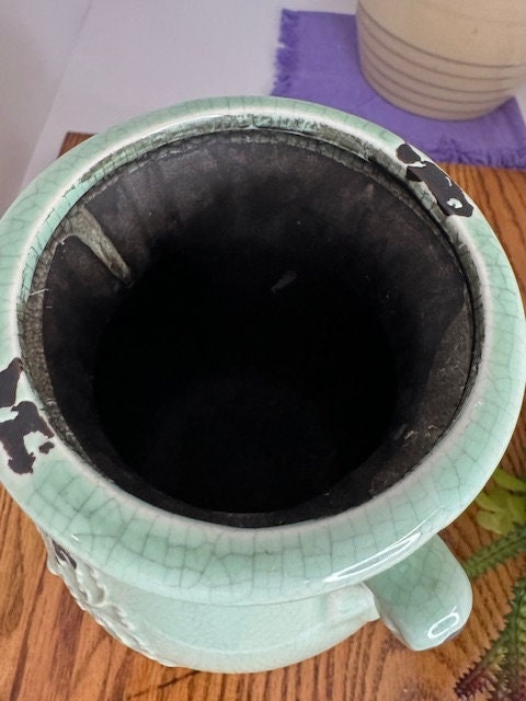 1970s Orejon Turquoise Flower Vase: Mid-Century Pottery