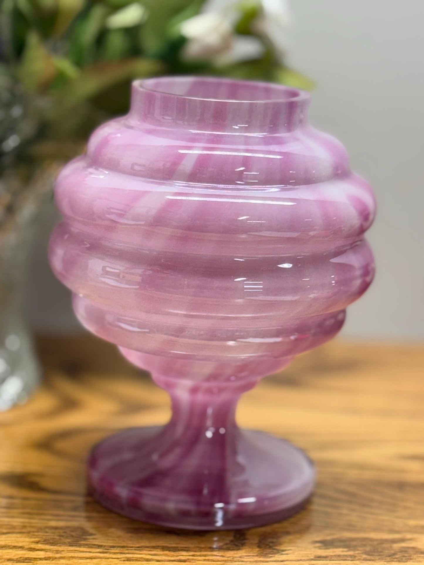 Art Deco Style Hand-Blown Beehive-Tiered Glass Vase