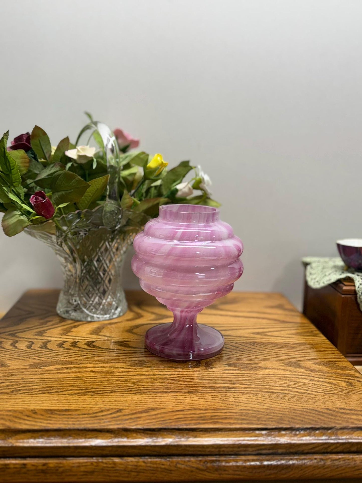 Art Deco Style Hand-Blown Beehive-Tiered Glass Vase