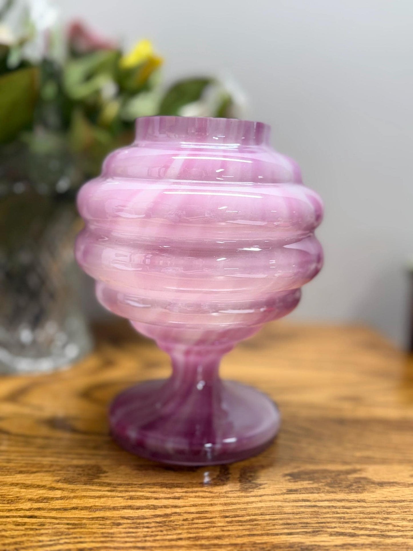 Art Deco Style Hand-Blown Beehive-Tiered Glass Vase