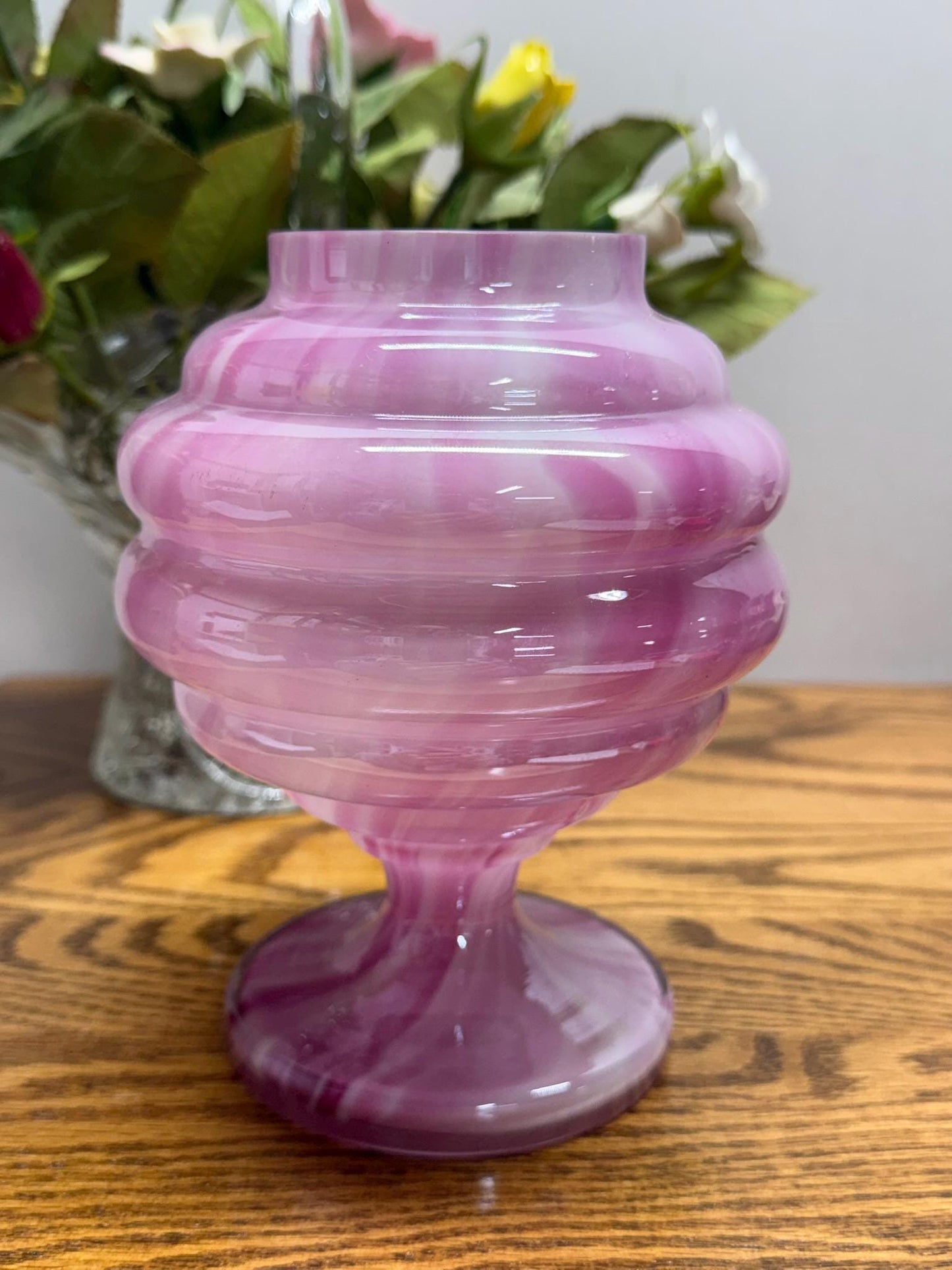 Art Deco Style Hand-Blown Beehive-Tiered Glass Vase